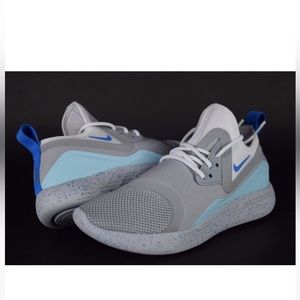 EUC Nike size 8.5 LunarCharge ‘Mag' running shoe wolf gray, blue, white 2017